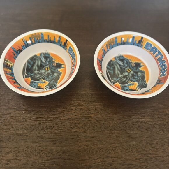 BATMAN Set of TWO Bowls Trudeau Dinnerware 5.5" Melamine DC Comics Children Kids - Picture 7 of 13